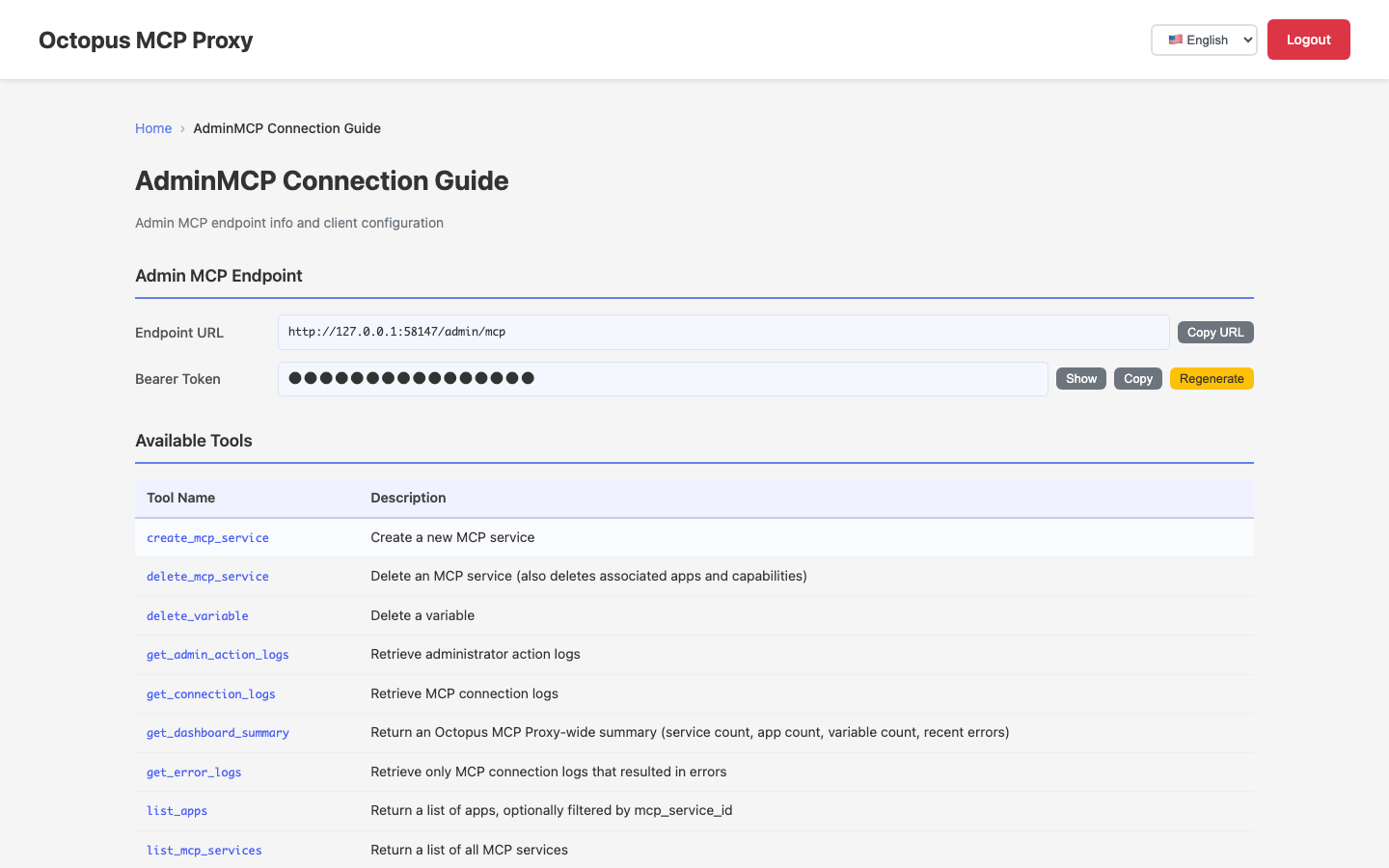 AdminMCP connection guide